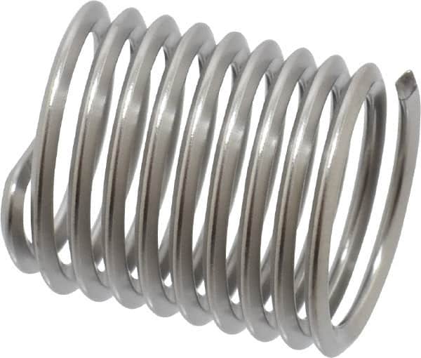 Heli-Coil - M10x1.25 Metric Fine, 15mm OAL, Free Running Helical Insert - 9-1/2 Free Coils, Tanged, Stainless Steel, Bright Finish, 1-1/2D Insert Length - Exact Tooling