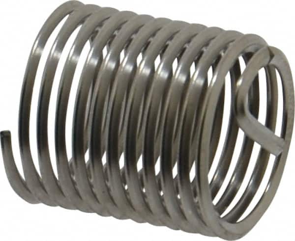 Heli-Coil - M12x1.25 Metric Fine, 18mm OAL, Free Running Helical Insert - 11-5/8 Free Coils, Tanged, Stainless Steel, Bright Finish, 1-1/2D Insert Length - Exact Tooling