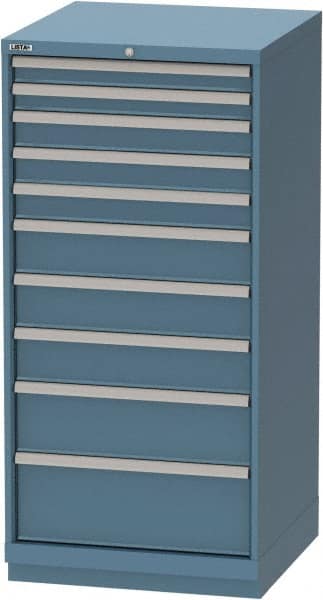 LISTA - 10 Drawer, Tool Crib Storage Cabinet - Steel, 28-1/4" Wide x 28-1/2" Deep x 59-1/2" High, Blue - Exact Tooling