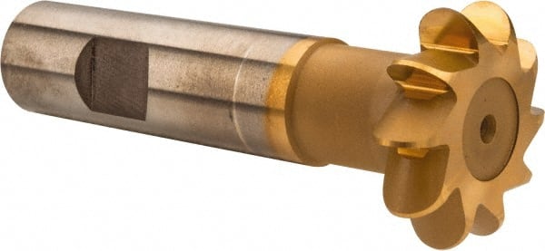 Whitney Tool Co. - 3/16" Radius, 3/8" Circle Diam, 1-3/8" Cutter Diam, Shank Connection, Convex Radius Cutter - 3/4" Shank Diam, 3-1/2" OAL, High Speed Steel, TiN Finish, Profile Ground, 10 Teeth, Weldon Flat - Exact Tooling