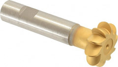 Whitney Tool Co. - 1/4" Radius, 1/2" Circle Diam, 1-1/2" Cutter Diam, Shank Connection, Convex Radius Cutter - 3/4" Shank Diam, 4" OAL, High Speed Steel, TiN Finish, Profile Ground, 10 Teeth, Weldon Flat - Exact Tooling