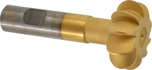 Whitney Tool Co. - 3/8" Radius, 3/4" Circle Diam, 1-7/8" Cutter Diam, Shank Connection, Convex Radius Cutter - 3/4" Shank Diam, 4" OAL, High Speed Steel, TiN Finish, Profile Ground, 10 Teeth, Weldon Flat - Exact Tooling