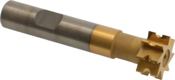 Whitney Tool Co. - 1/16" Radius, 1/8" Circle Diam, 3/4" Cutter Diam, 3/8" Cutting Width, Shank Connection, Concave Radius Cutter - 1/2" Shank Diam, 3" OAL, High Speed Steel, TiN Finish, Profile Ground, 8 Teeth, Weldon Flat - Exact Tooling