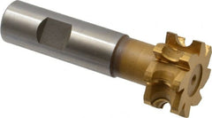 Whitney Tool Co. - 5/32" Radius, 5/16" Circle Diam, 1-5/16" Cutter Diam, 5/8" Cutting Width, Shank Connection, Concave Radius Cutter - 3/4" Shank Diam, 3-1/2" OAL, High Speed Steel, TiN Finish, Profile Ground, 8 Teeth, Weldon Flat - Exact Tooling