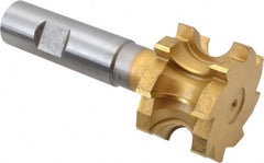 Whitney Tool Co. - 5/16" Radius, 5/8" Circle Diam, 1-3/4" Cutter Diam, 1-1/8" Cutting Width, Shank Connection, Concave Radius Cutter - 3/4" Shank Diam, 4" OAL, High Speed Steel, TiN Finish, Profile Ground, 8 Teeth, Weldon Flat - Exact Tooling