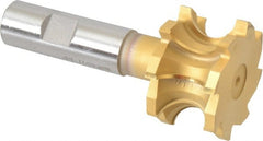 Whitney Tool Co. - 3/8" Radius, 3/4" Circle Diam, 1-7/8" Cutter Diam, 1-1/4" Cutting Width, Shank Connection, Concave Radius Cutter - 3/4" Shank Diam, 4" OAL, High Speed Steel, TiN Finish, Profile Ground, 8 Teeth, Weldon Flat - Exact Tooling