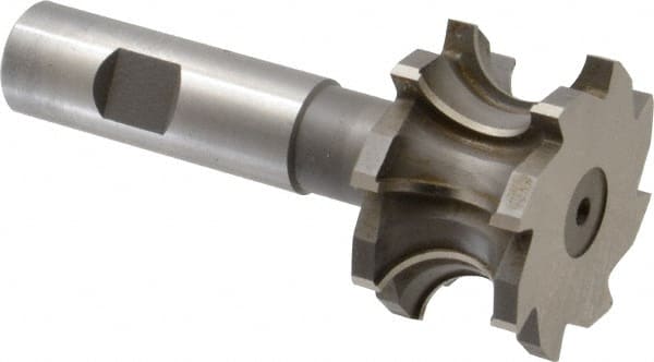 Whitney Tool Co. - 3/8" Radius, 3/4" Circle Diam, 1-7/8" Cutter Diam, 1-1/4" Cutting Width, Shank Connection, Concave Radius Cutter - 3/4" Shank Diam, 4" OAL, High Speed Steel, Uncoated, Profile Ground, 8 Teeth, Weldon Flat - Exact Tooling