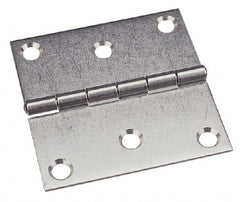 Made in USA - 3" Long x 3" Wide x 0.093" Thick, 302/304 Stainless Steel Commercial Hinge - 6 Holes, 0.25" Pin Diam - Exact Tooling