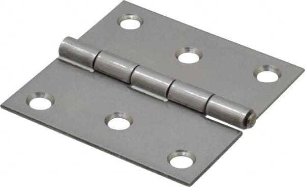 Made in USA - 2-1/2" Long x 2-1/2" Wide x 0.062" Thick, 302/304 Stainless Steel Commercial Hinge - 6 Holes, 0.12" Pin Diam - Exact Tooling