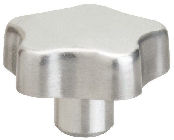 J.W. Winco - 70mm Head Diam, 5 Point Lobed Knob - M12x1.75 Hole, Aluminum - Exact Tooling