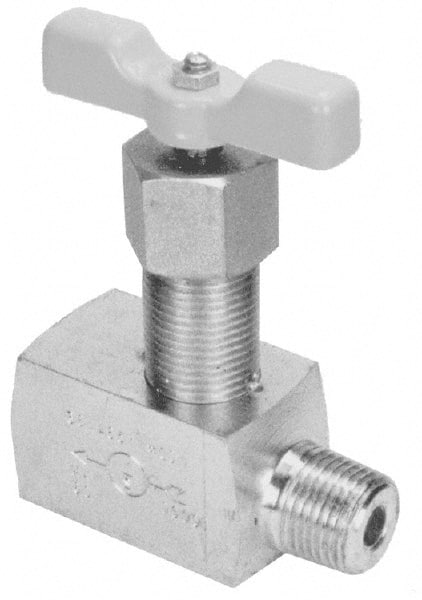 Value Collection - 1/2" Pipe, Inline Hard Seat Needle Valve - MNPT x FNPT Ends, Grade 316 Stainless Steel Valve, 10,000 Max psi - Exact Tooling