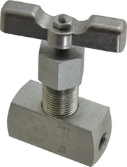 Made in USA - 1/8" Pipe, Inline Hard Seat Needle Valve - FNPT x FNPT Ends, Alloy Valve, 10,000 Max psi - Exact Tooling