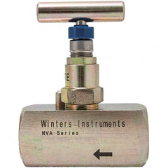 Value Collection - 1/4" Pipe, Inline Hard Seat Needle Valve - FNPT x FNPT Ends, Alloy Valve, 10,000 Max psi - Exact Tooling