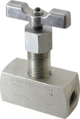 Made in USA - 3/8" Pipe, Inline Hard Seat Needle Valve - FNPT x FNPT Ends, Alloy Valve, 10,000 Max psi - Exact Tooling