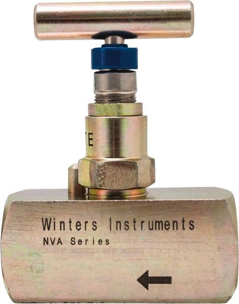 Value Collection - 1/2" Pipe, Inline Hard Seat Needle Valve - FNPT x FNPT Ends, Alloy Valve, 10,000 Max psi - Exact Tooling