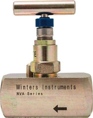 Value Collection - 1/2" Pipe, Inline Hard Seat Needle Valve - FNPT x FNPT Ends, Alloy Valve, 10,000 Max psi - Exact Tooling