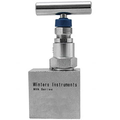 Value Collection - 1" Pipe, Angled Hard Seat Needle Valve - FNPT x FNPT Ends, Grade 316 Stainless Steel Valve, 10,000 Max psi - Exact Tooling
