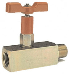 Value Collection - 1/4" Pipe, Inline Soft Seat Needle Valve - FNPT x FNPT Ends, Grade 316 Stainless Steel Valve, 6,000 Max psi - Exact Tooling