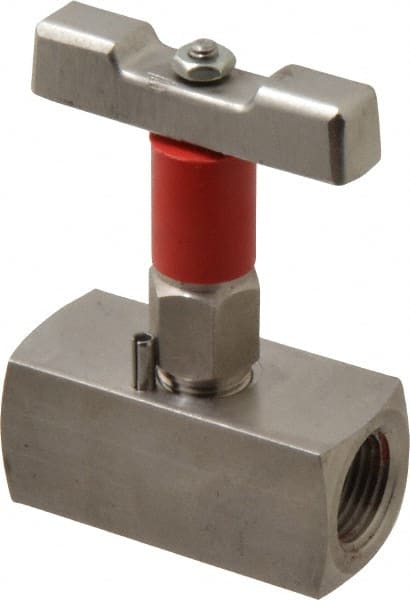 Value Collection - 1/2" Pipe, Inline Soft Seat Needle Valve - FNPT x FNPT Ends, Grade 316 Stainless Steel Valve, 6,000 Max psi - Exact Tooling