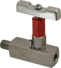 Value Collection - 1/4" Pipe, Inline Soft Seat Needle Valve - MNPT x FNPT Ends, Grade 316 Stainless Steel Valve, 6,000 Max psi - Exact Tooling