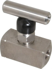 Made in USA - 1/8" Pipe, Inline Miniature Needle Valve - FNPT x FNPT Ends, Grade 316 Stainless Steel Valve, 6,000 Max psi - Exact Tooling
