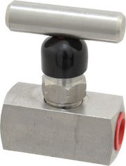Made in USA - 1/4" Pipe, Inline Miniature Needle Valve - FNPT x FNPT Ends, Grade 316 Stainless Steel Valve, 6,000 Max psi - Exact Tooling