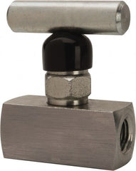 Made in USA - 1/4" Pipe, Inline Miniature Needle Valve - FNPT x FNPT Ends, Alloy Valve, 6,000 Max psi - Exact Tooling