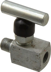 Made in USA - 1/4" Pipe, Inline Miniature Needle Valve - MNPT x FNPT Ends, Alloy Valve, 6,000 Max psi - Exact Tooling