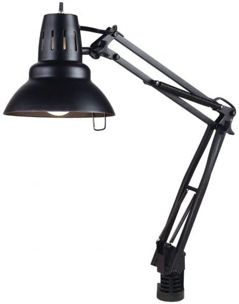 Electrix - 30 Inch, Spring Suspension, Clamp on, Incandescent, Black, Desk Light - 100 Watt, Nonmagnifying - Exact Tooling