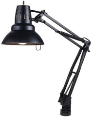 Electrix - 30 Inch, Spring Suspension, Clamp on, Incandescent, Black, Desk Light - 100 Watt, Nonmagnifying - Exact Tooling