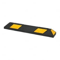 PRO-SAFE - 72" Long x 6" Wide x 4" High, Parking Curb - Black & Yellow, Rubber - Exact Tooling