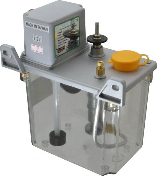 Trico - 2 L Reservoir Capacity, 3 - 6 cm Output per Cycle, 60-120 cm Output per Hour, Electric Central Lubrication System - 3 Min Interval Between Cycles, 130mm Wide x 225mm High, 110 Volts, Oil, 5/16-24 Outlet Thread - Exact Tooling