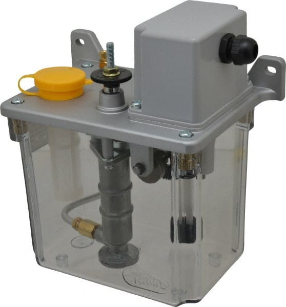 Trico - 2 L Reservoir Capacity, 3 - 6 cm Output per Cycle, 6-12 cm Output per Hour, Electric Central Lubrication System - 30 Min Interval Between Cycles, 130mm Wide x 225mm High, 110 Volts, Oil, 5/16-24 Outlet Thread - Exact Tooling