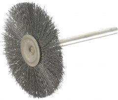 Osborn - 1-1/2" OD, 1/8" Shank Diam, Crimped Steel Wheel Brush - 0.005" Filament Diam, 25,000 RPM - Exact Tooling