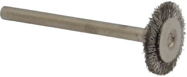 Osborn - 5/8" OD, 1/8" Shank Diam, Crimped Stainless Steel Wheel Brush - 0.005" Filament Diam, 25,000 RPM - Exact Tooling