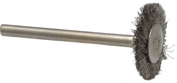Osborn - 3/4" OD, 1/8" Shank Diam, Crimped Stainless Steel Wheel Brush - 0.005" Filament Diam, 25,000 RPM - Exact Tooling