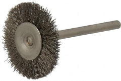 Osborn - 1" OD, 1/8" Shank Diam, Crimped Stainless Steel Wheel Brush - 0.005" Filament Diam, 25,000 RPM - Exact Tooling