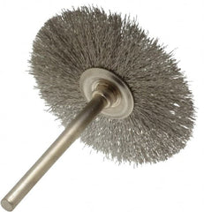 Osborn - 1-1/2" OD, 1/8" Shank Diam, Crimped Stainless Steel Wheel Brush - 0.005" Filament Diam, 25,000 RPM - Exact Tooling