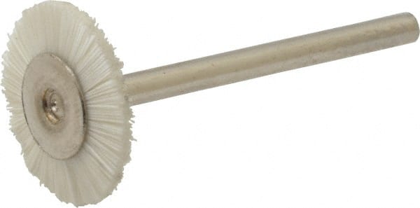 Osborn - 3/4" OD, 1/8" Shank Diam, Nylon Wheel Brush - 3/32" Face Width, 6,000 RPM - Exact Tooling