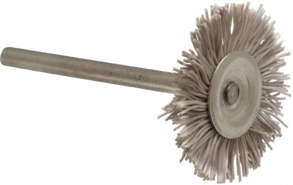 Osborn - 1" OD, 1/8" Shank Diam, Nylon Wheel Brush - 3/32" Face Width, 6,000 RPM - Exact Tooling