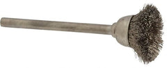 Osborn - 9/16" Diam, 1/8" Shank Straight Wire Stainless Steel Cup Brush - 0.005" Filament Diam, 25,000 Max RPM - Exact Tooling