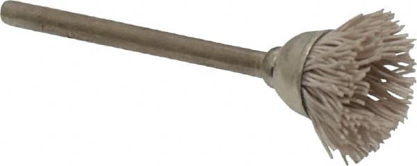 Osborn - 9/16" Diam, 1/8" Shank Straight Wire Aluminum Oxide Cup Brush - Super Fine Grade, 0.012" Filament Diam, 6,000 Max RPM - Exact Tooling