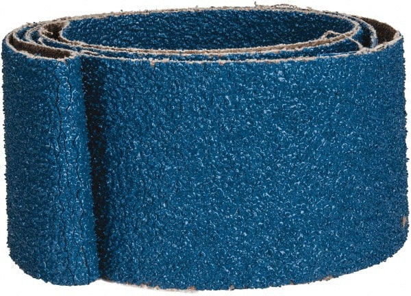 Made in USA - 2" Wide x 48" OAL, 36 Grit, Zirconia Alumina Abrasive Belt - Zirconia Alumina, Very Coarse, Coated, X Weighted Cloth Backing - Exact Tooling