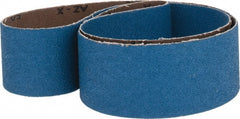 Made in USA - 2" Wide x 48" OAL, 50 Grit, Zirconia Alumina Abrasive Belt - Zirconia Alumina, Coarse, Coated, X Weighted Cloth Backing - Exact Tooling
