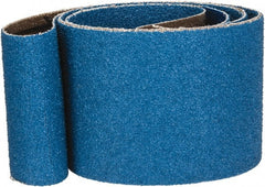 Made in USA - 2" Wide x 48" OAL, 60 Grit, Zirconia Alumina Abrasive Belt - Zirconia Alumina, Medium, Coated, X Weighted Cloth Backing - Exact Tooling