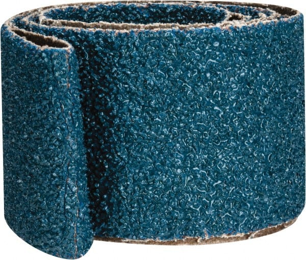 Made in USA - 2" Wide x 48" OAL, 24 Grit, Zirconia Alumina Abrasive Belt - Zirconia Alumina, Very Coarse, Coated, X Weighted Cloth Backing - Exact Tooling