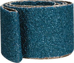 Made in USA - 2" Wide x 48" OAL, 24 Grit, Zirconia Alumina Abrasive Belt - Zirconia Alumina, Very Coarse, Coated, X Weighted Cloth Backing - Exact Tooling
