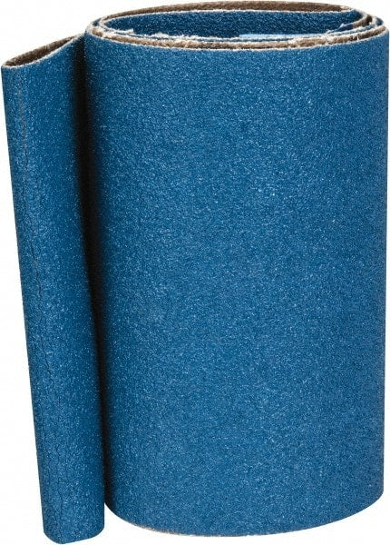 Made in USA - 4" Wide x 36" OAL, 60 Grit, Zirconia Alumina Abrasive Belt - Zirconia Alumina, Medium, Coated, X Weighted Cloth Backing - Exact Tooling