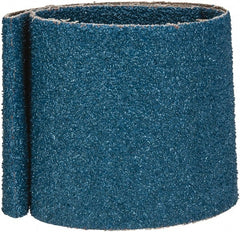 Made in USA - 4" Wide x 36" OAL, 24 Grit, Zirconia Alumina Abrasive Belt - Zirconia Alumina, Very Coarse, Coated, X Weighted Cloth Backing - Exact Tooling