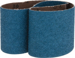 Made in USA - 3" Wide x 24" OAL, 36 Grit, Zirconia Alumina Abrasive Belt - Zirconia Alumina, Very Coarse, Coated, X Weighted Cloth Backing - Exact Tooling